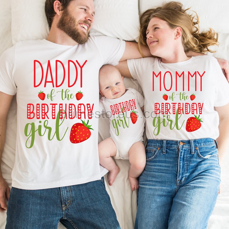 Birthday Matching Strawberry Shirt Baby 1st Birthday1st Birthday Shirtsparents Mom Dad Birthday Party Fruit Of The Birthday Tshirts