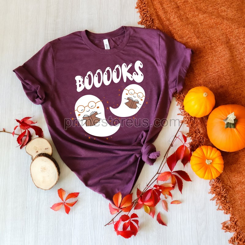 Halloween Books Shirtghost Books Shirthalloween Ghost T-shirthalloween Shirtbook Shirtteacher Halloween Shirthalloween Reading Shirt