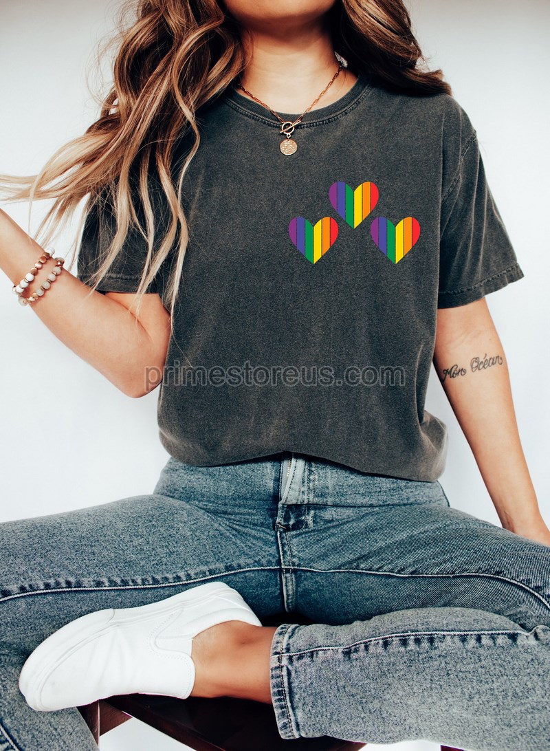 Pride Hearts Shirtlgbt Hearts Shirtlgbt Shirtpride Shirt Women Pride Shirt Gay Teerainbow Heart Shirtgay Rights T-shirtlgbt Shirt