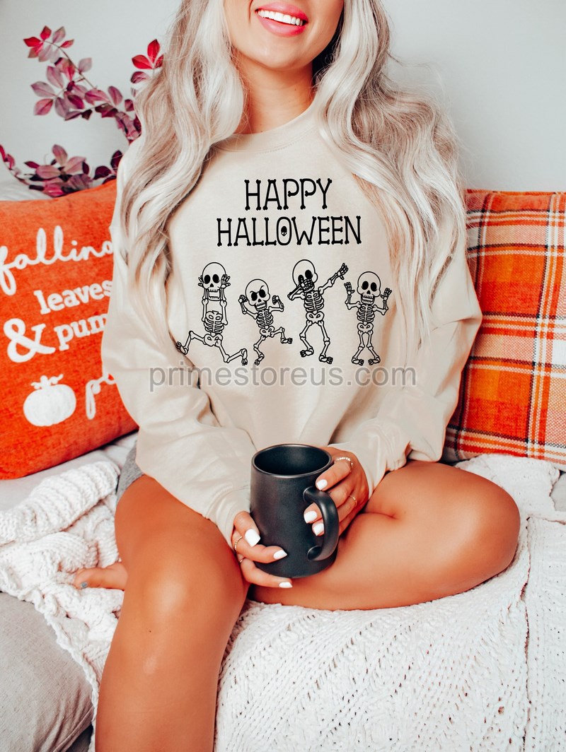 Halloween Shirt Halloween Party Dancing Skeleton Shirt Funny Halloween Shirt Skeletons Happy Halloween Tshirt Skeleton Dancing Shirt