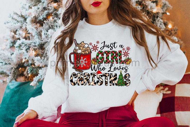 Just A Girl Who Loves Christmaschristmas Sweatshirtchristmas Womenmerry Christmas Sweatshirtmatching Family Shirtwomens Christmas Shirt