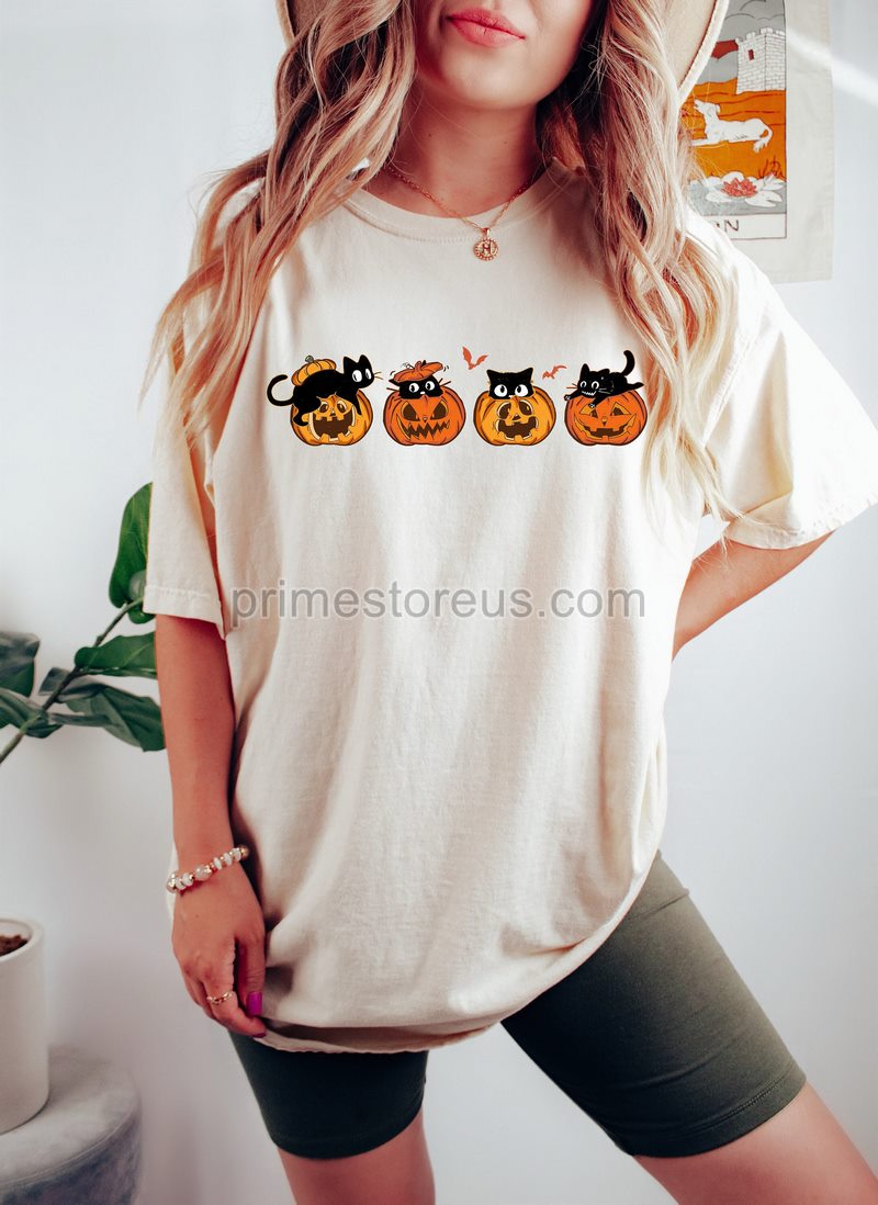 Halloween Sweatshirt Ghost Shirt Cat Sweatshirt Halloween Sweater Halloween Cat Shirt Cat Lover Shirt Black Cat Shirt Spooky Season