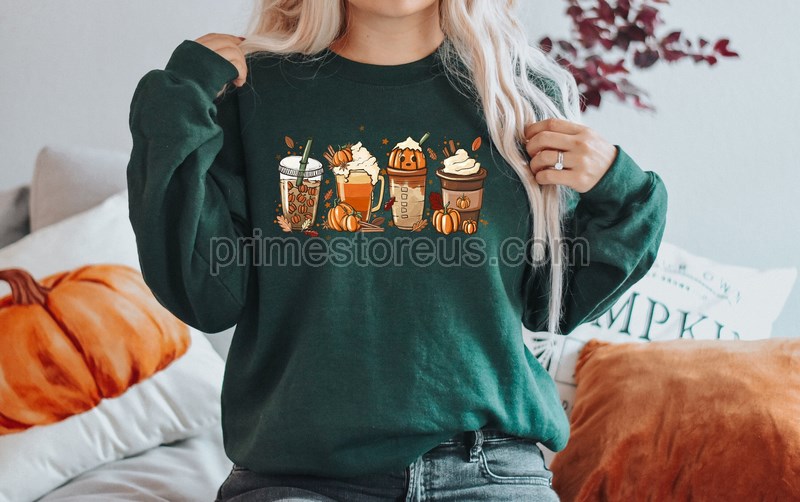 Cute Fall Coffee Sweatshirt Fall Coffee Tee Coffee Lover Shirt Halloween Pumpkin Latte Drink Cup Pumpkin Spice Shirt Thanksgiving Shirt