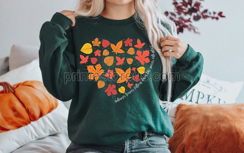 Fall Leaves Sweatshirt Autumn Leaves Heart Shirt Fall Heart Shirtthanksgiving Gift Fall Gift For Women Fall Giftsfall Lovers Shirt