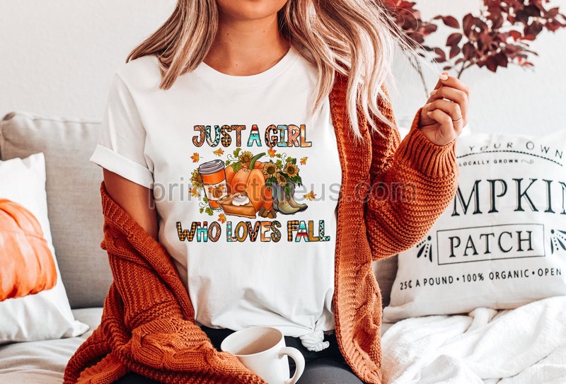 Just A Girl Who Loves Fall Shirt Fall Shirt Pumpkin Shirt Fall Girl Shirt Hello Pumpkin Shirt Fall Vibes Shirt Autumn Vibes Shirt