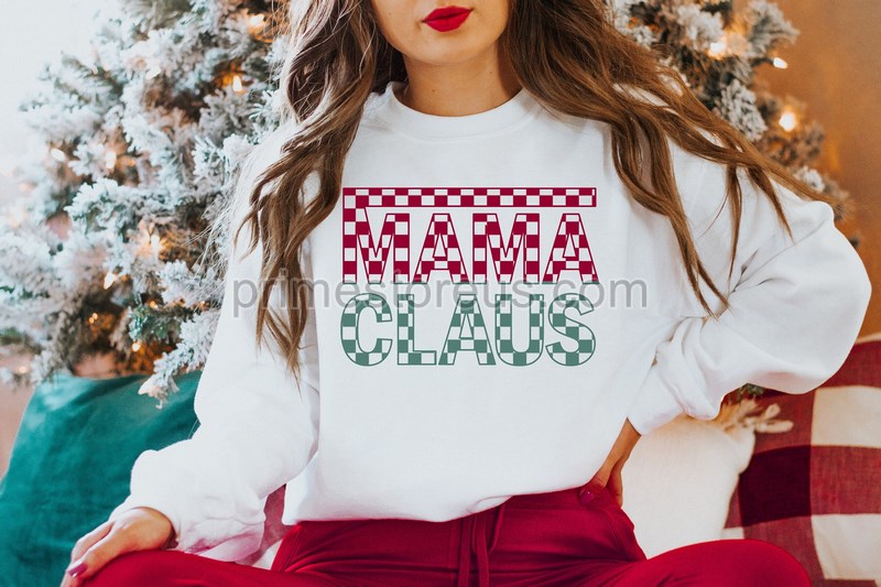 Mama Claus Sweatshirtcheckered Christmas Shirtchristmas Shirts For Womenchristmas Sweatshirtchristmas Womenmerry Christmas Sweatshirt