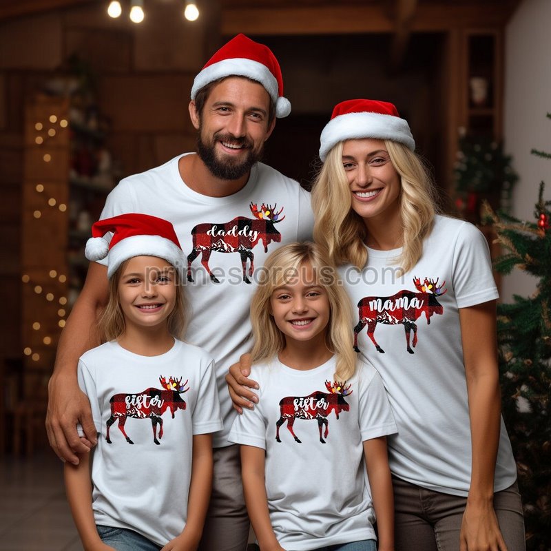 Family Moose Shirts Moose Christmas Family Shirt Moose Christmas Shirt Buffalo Plaid Pajamas Matching Christmas Tee