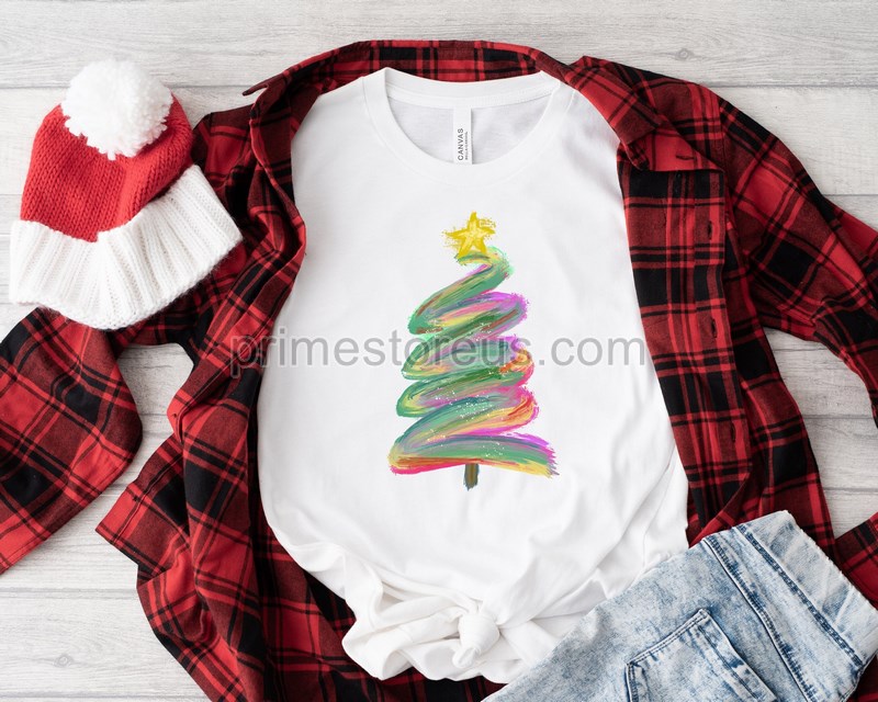 Christmas Pink Tree Shirtwatercolor Christmas Treechristmas Family Shirt Christmas Shirtpastel Christmas Tree Shirtwomen Christmas Tee