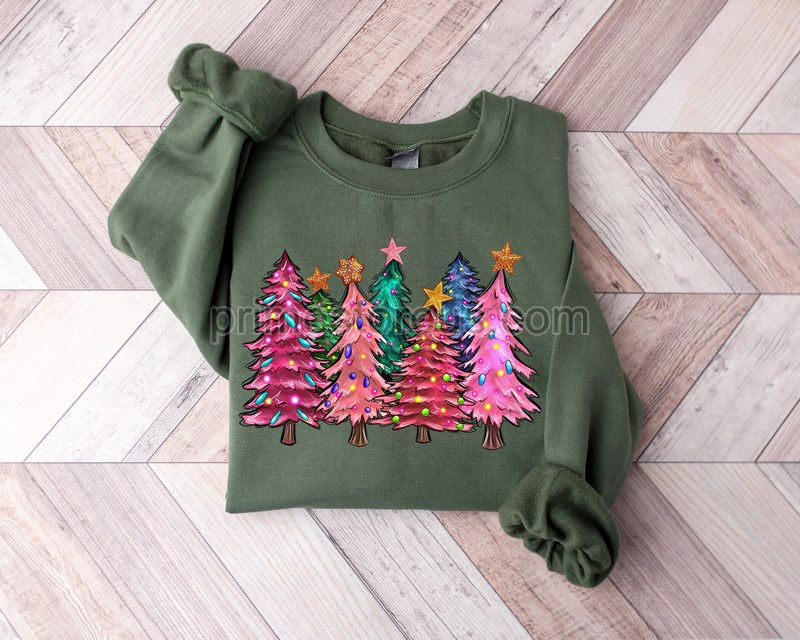 Christmas Pink Shirtpink Christmas Trees Shirtmerry Christmas Pink Christmas Trees Shirt Holiday Shirt Cute Christmas Tee Leopard Shirt