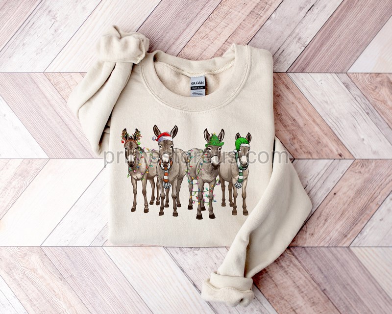 Funny Christmas Donkey Shirt Farm Christmas Donkey Sweaterchristmas Lights Shirt Donkey Lover Giftchristmas Season Shirtchristmas Gifts