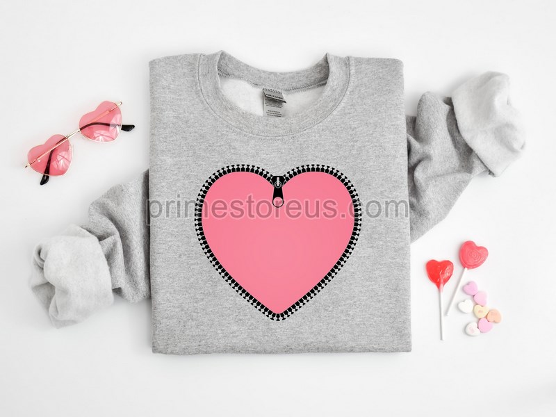 Heart Print Valentines Day Shirt Zipper Heart Valentines Day Sweatshirtvalentines Day Shirts Heart Sweatshirt Zipper Heart Sweatshirt