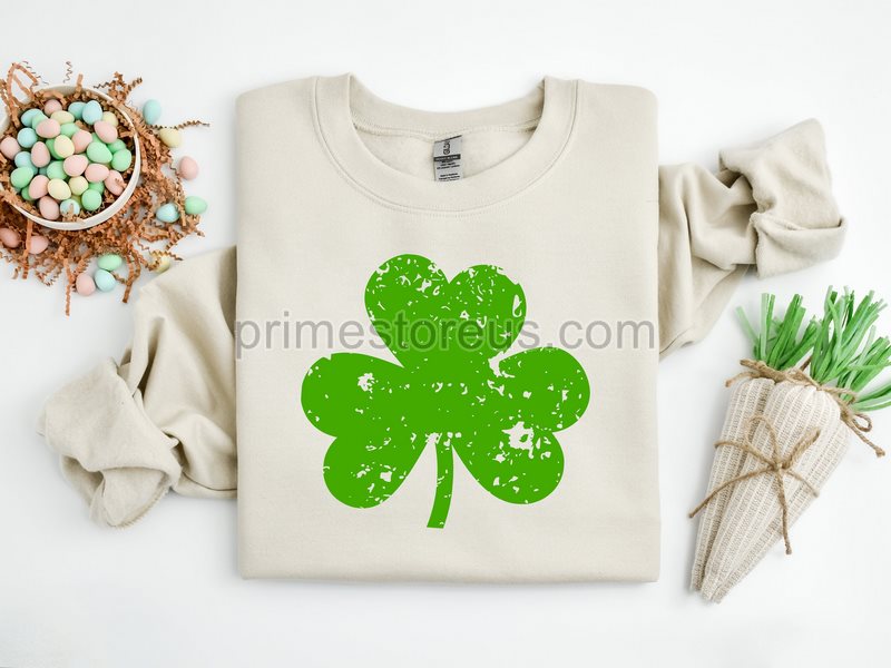 Retro Shamrock Sweatshirt Cute St Patricks Day Sweatshirt Lucky Sweatshirt Irish Shirt Four Leaf Clover Womens Shamrock Sweatshirt