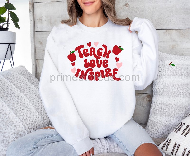 Teacher Valentine Shirtteach Love Inspire Sweatshirt Back To School Shirt Love Shirt Teacher Tee Teacher Shirtvalentine Teacher Shirt