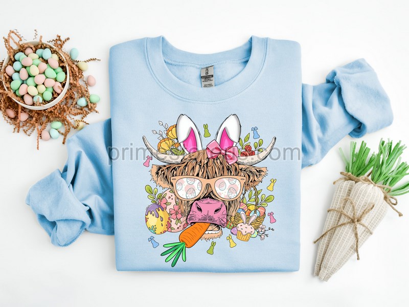 Highland Cow Easter Day Shirt Easter Cow Shirtwestern Easter Shirt Happy Easter Shirt Easter Day Gift Easter Family Shirtfarmer Shirt