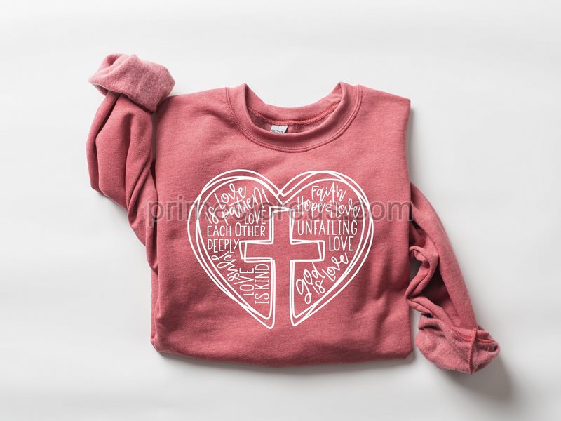 Faith Shirt Faith Cross Shirtchristian Gift Faith Gift Christian Shirtsjesus Is Love Word Heart Cross Vertical Crosschristian Tee