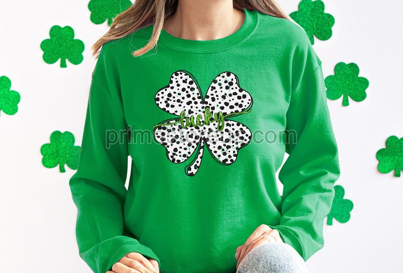 Four Leaf Clover Dalmatian Sweatshirt St Patricks Day Shirt Shamrock Shirt Dalmatian Shamrock Shirt Irish Day Gift Irish Clover Sweater