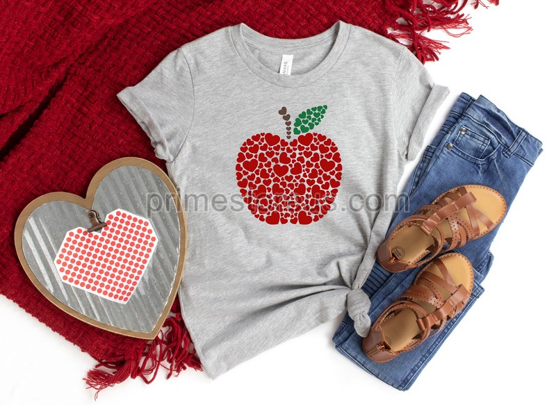 Apple Hearts Shirtteacher Valentine's Day Shirtcute Valentine Shirtvalentines Day Giftvalentines Shirts For Womanvalentine's Day Shirt