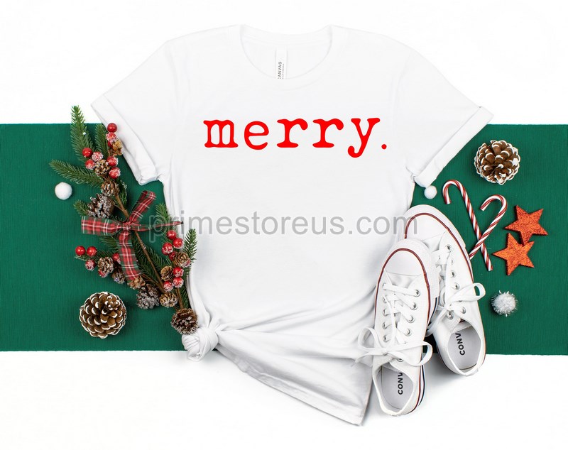 Merry T-shirt Merry Christmas Shirtmerry Typewriter Shirtcute Women's Christmas Shirtwomen's Christmas Topxmas Shirtholiday T-shirt