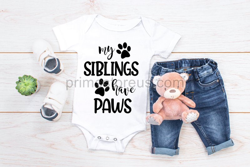 My Siblings Have Paws Funny Baby Shower Gift My Siblings Have Paws Shirt Funny Baby Gift Cute Baby Shower Gift Pregnancy Announcement