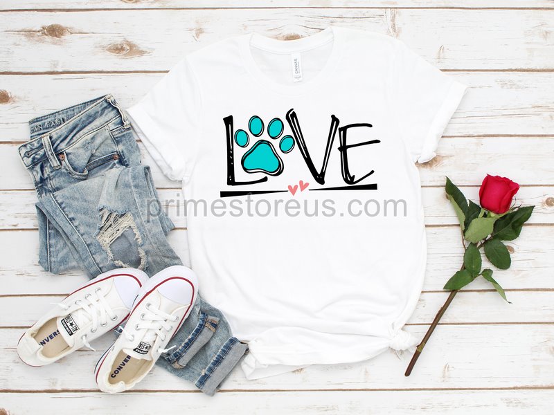 T-shirt For Women Love Paw Shirt Women's Dog Lover Shirt Dog Love Shirt Funny Women's Shirt Animal Lover T-shirtfunnylove Dog Tshirt