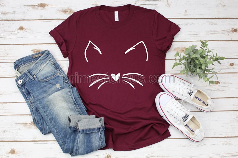 Cat Shirt Kitty Kitten T Shirt Tee Mens Womens Ladies Funny Present I Love Cats Animal Lover T-shirt Whiskers Face Girlfriend Fashion Cute