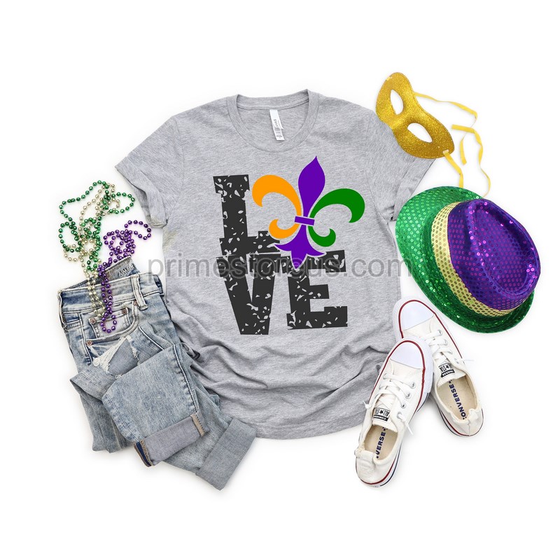 Mardi Gras Love Shirt Funny Mardi Gras T-shirt New Orleans Shirtfleur-de-lis Nola Costume Party Present Tee