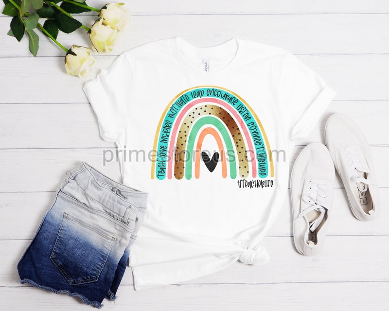 Teacher Life Teacher Shirt Rainbow Teacher T-shirt Teacher Gift Ideas Teacher Quote Shirtfunny Teacher Shirtkindergarten Teacher Shirt