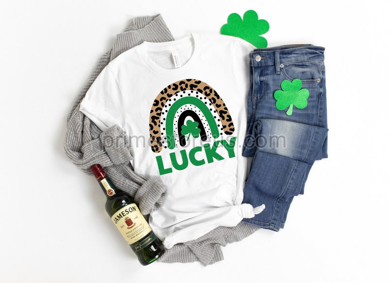 Lucky Rainbow Shirt St Patricks Day Shirt Leopard Print Shirt Shamrock Shirt Rainbow Shirt Lucky Me Shirt Irish Shirt St Patricks Tee