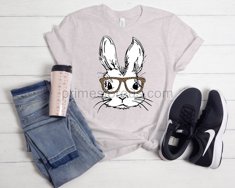 Easter Shirtwomen Easter Shirtrabbit With Leopard Glasses Shirtcute Bunny Shirteaster Shirteaster Bunny Shirtcute Easter Teebunny Tee