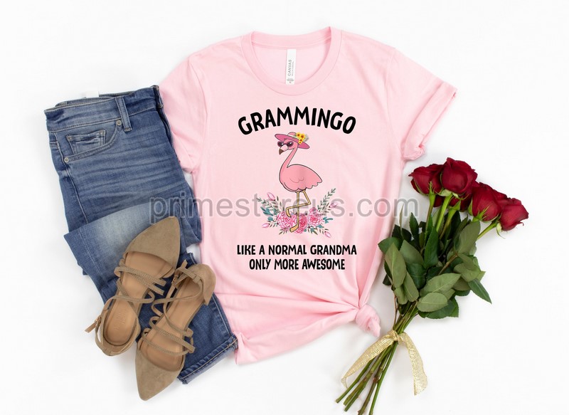 Custom Grammingo Shirt Cute Grandma Shirt Grandmother T-shirt Flamingo Grammingo Like A Normal Grandma Only More Awesome Tshirt