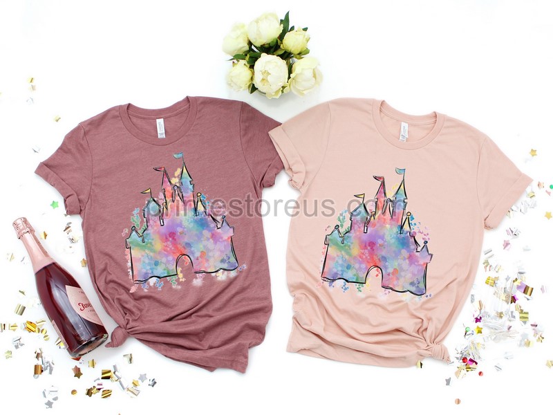 Watercolor Castle Custom Shirt Princess Castle Shirt Vacation Shirt Magical Castle Shirt Wizard Castle Shirt Orlando Shirtmatching Tee