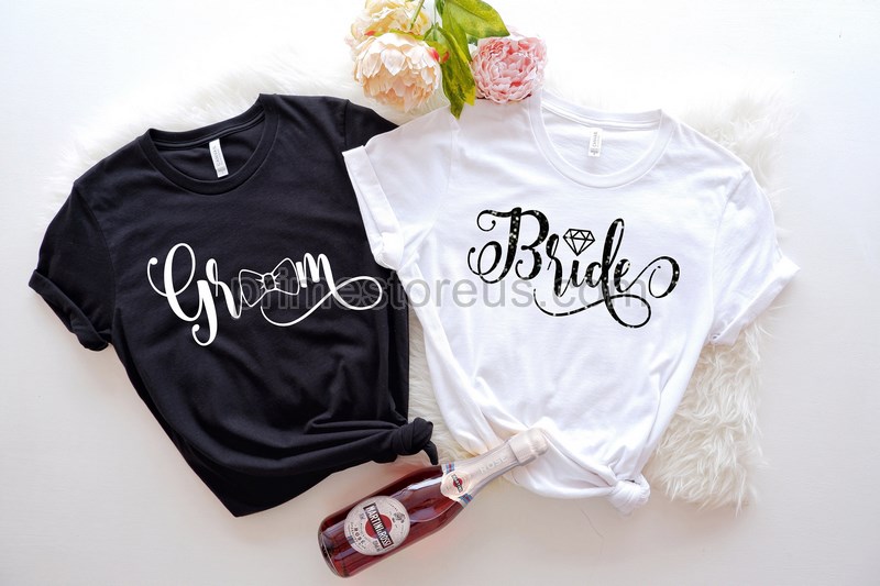 Bride And Groom Shirts Wedding Party Shirtsjust Married Shirtcouple Matching Shirt Bride Shirtmr Mrs Shirt Newly Married Tee