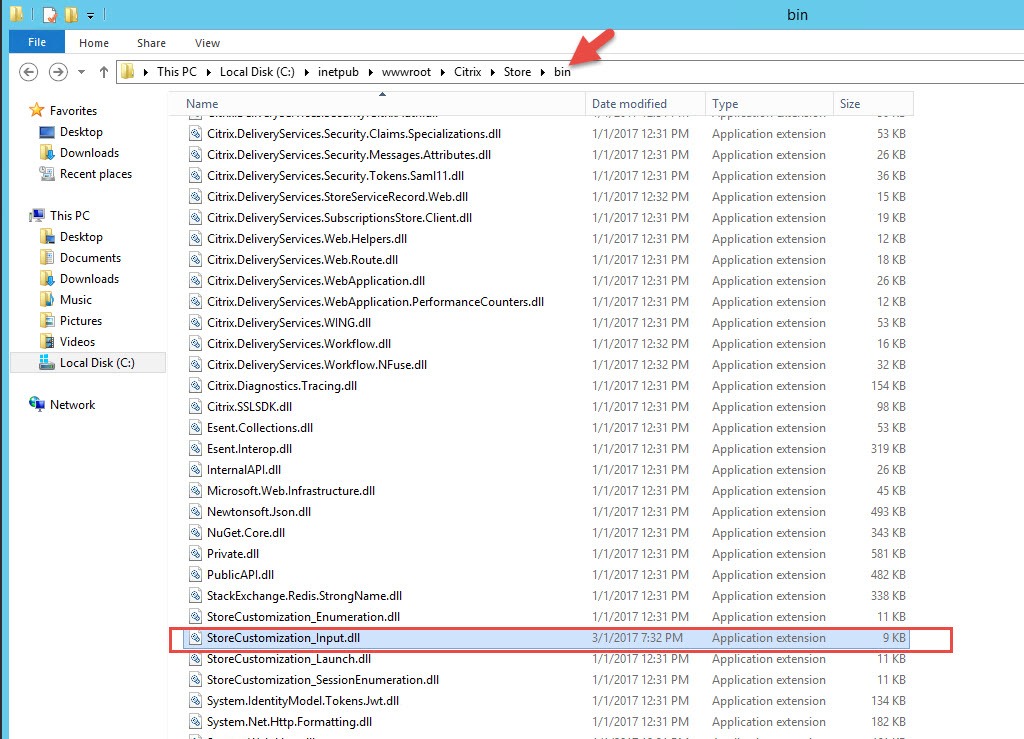 Store bin folder after copying in Simon Frost's 9 KB StoreCustomization_Input.dll, highlighted