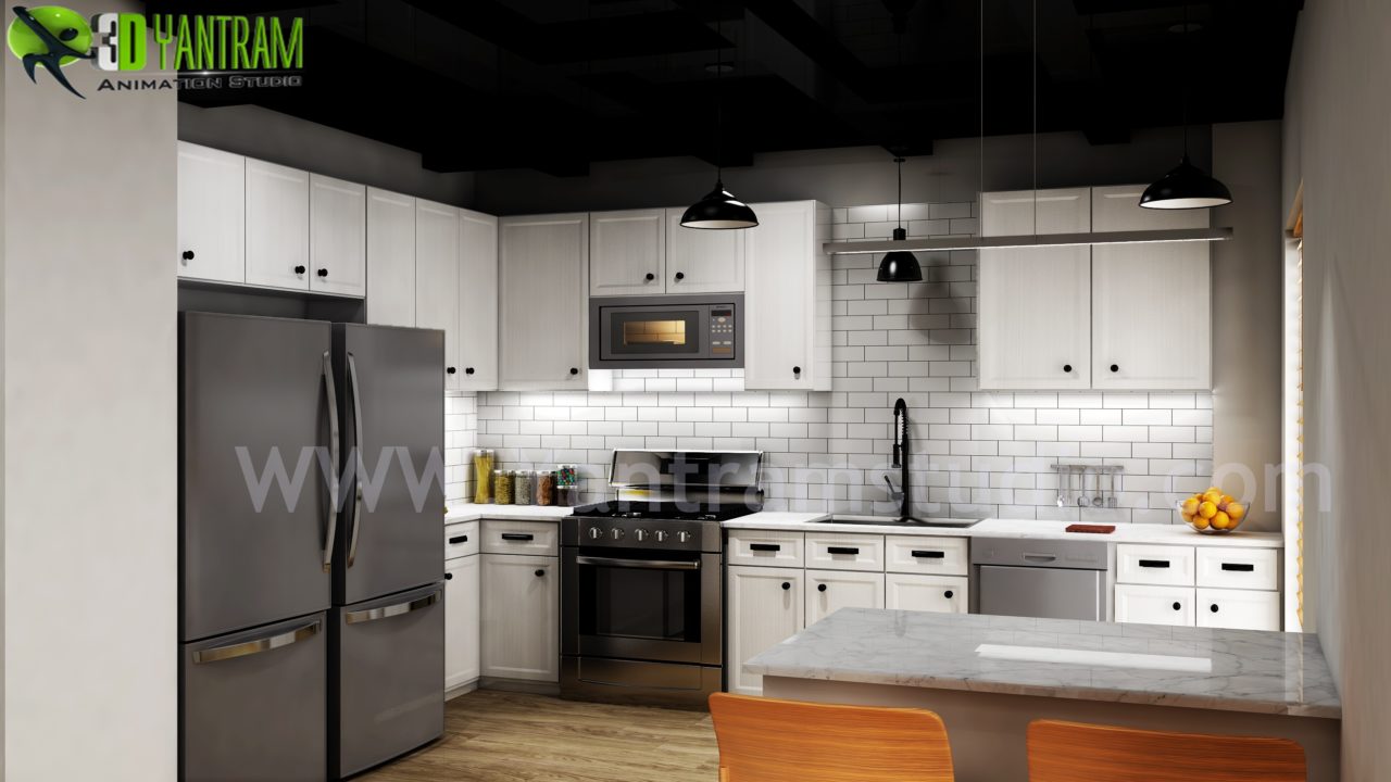 Modern Small Kitchen Desing Ideas By Yantram 3d interior designers - Virginia, USA