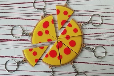 Pizza key chains. 