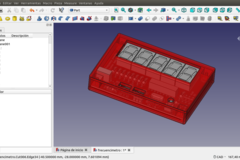 Modelo FreeCad de caja y PCB de frecuencímetro en kit