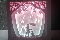 Girl and Dog in Rain light box 