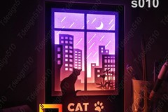 Cats window city lightbox