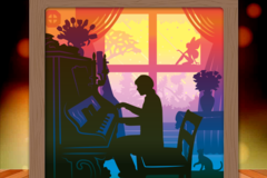 man playing piano lightbox