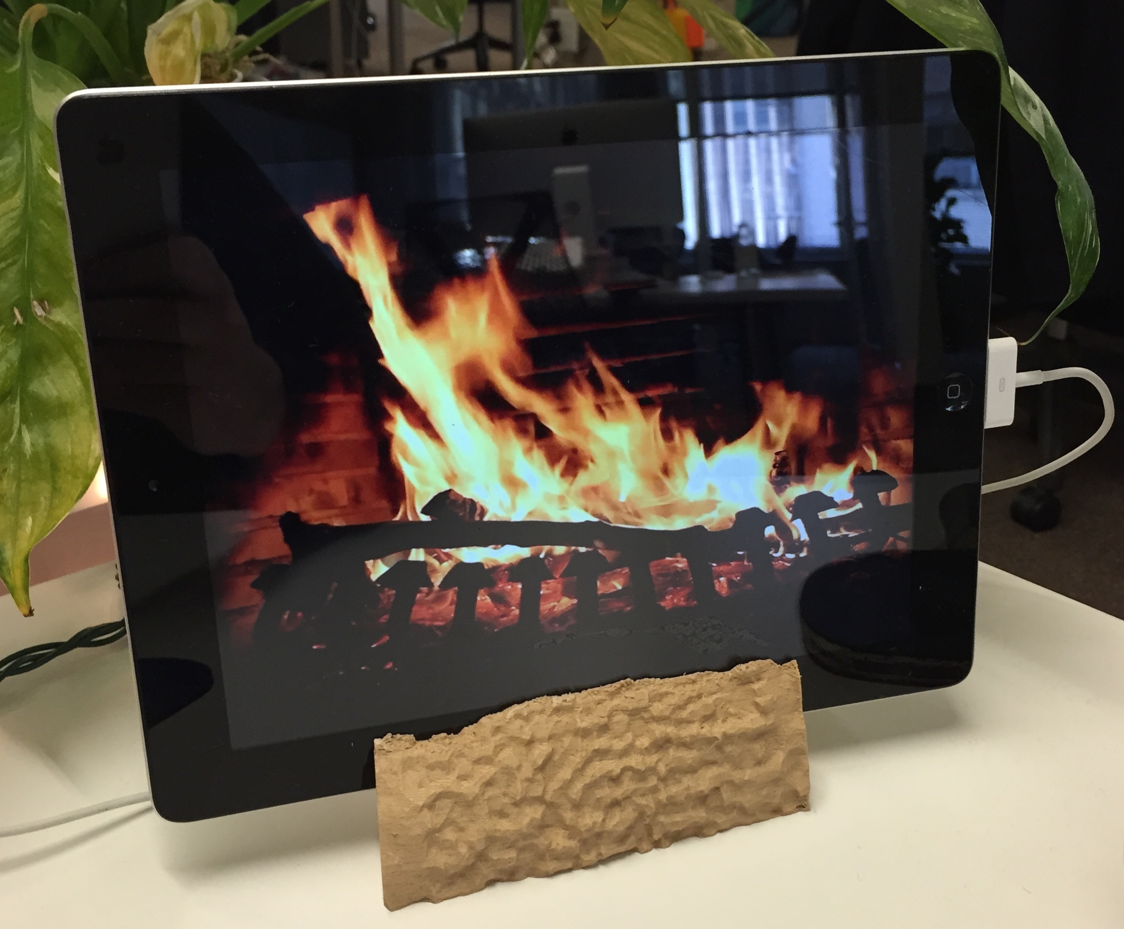 Wooden Log iPad Stand