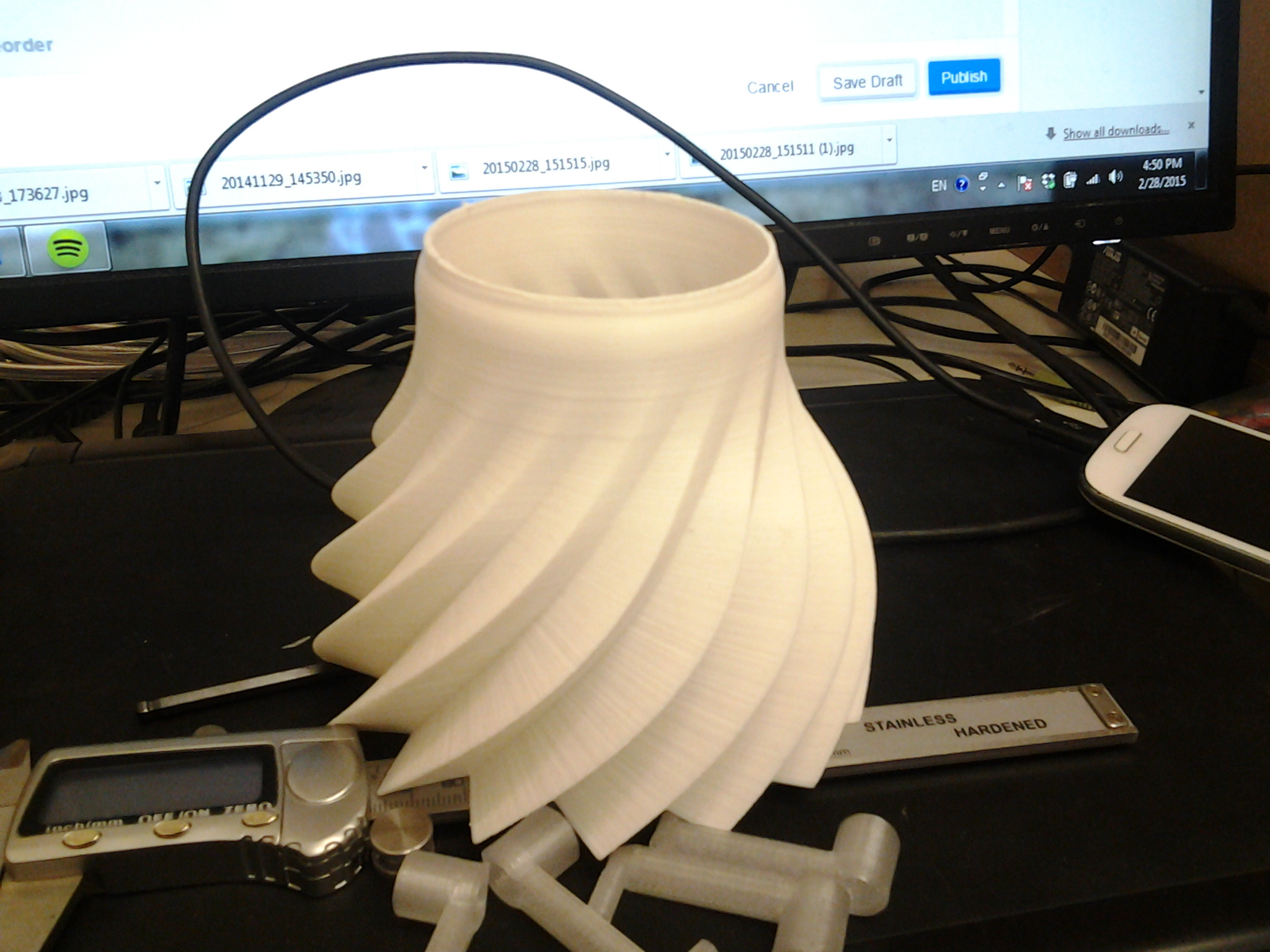 Lamp shade for a desk lamp. 2 versions, straight and swirled.