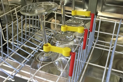 Wine glass holder for dishwashers