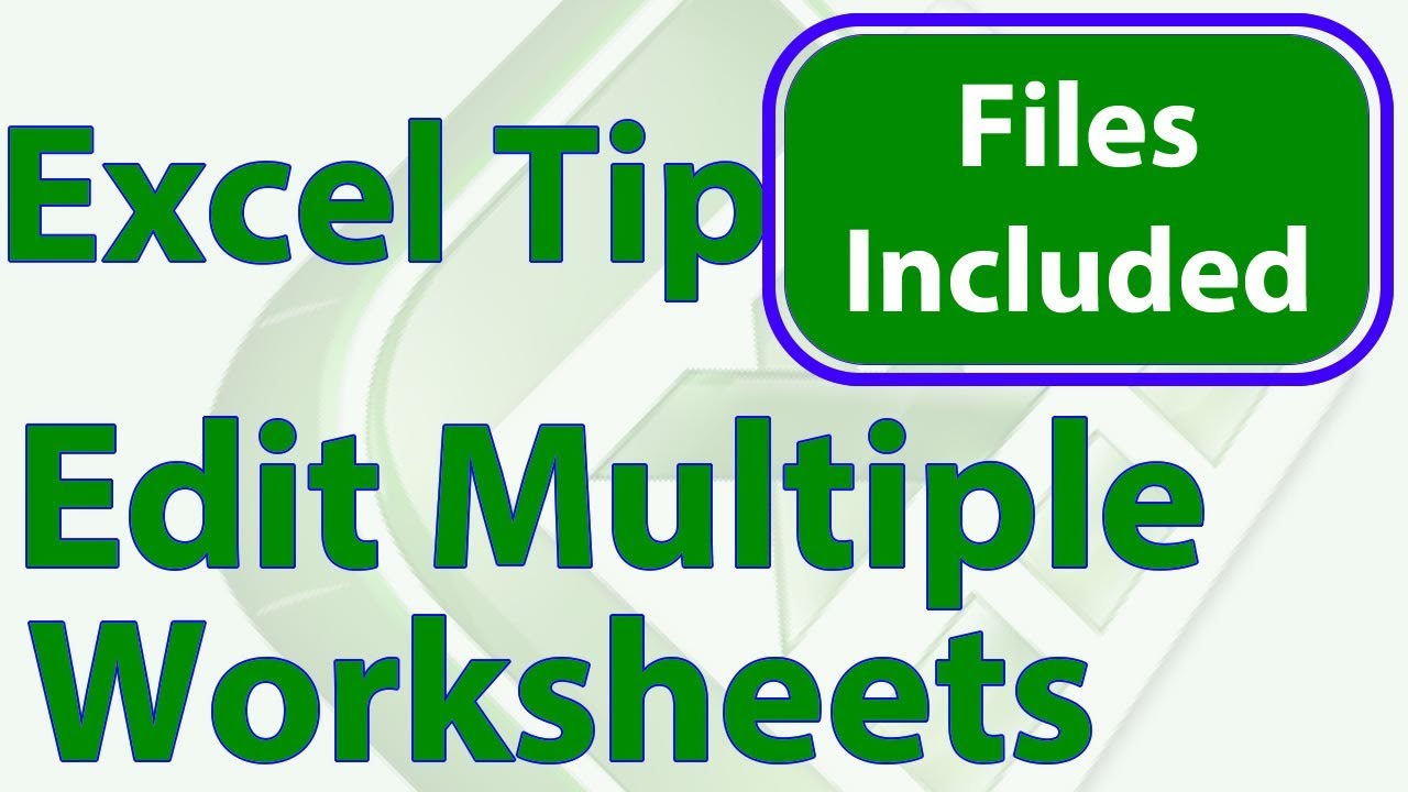 Format And Edit Multiple Worksheets At Once